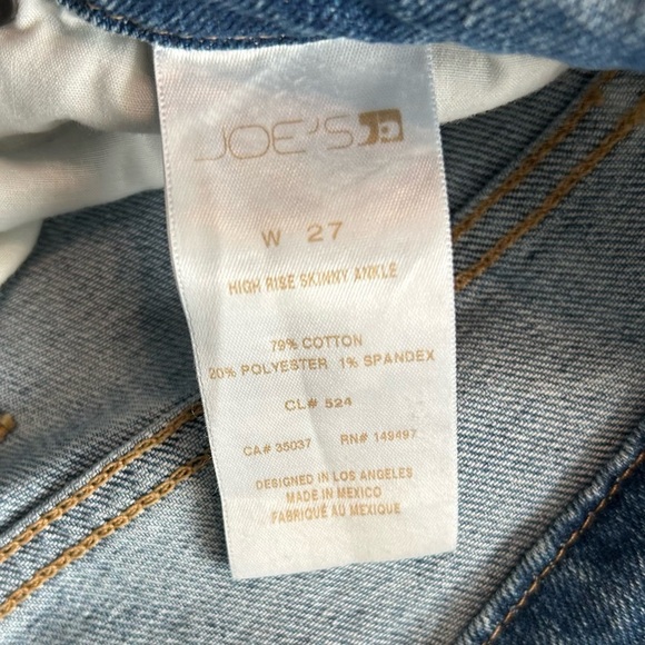 JOE'S HIGH RISE SKINNY ANKLE JEANS, 27x29” - Picture 5 of 5